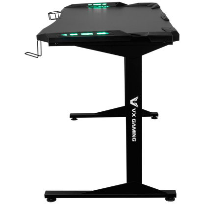 Fortress Gaming Desk with RGB Lights, Cup Holder