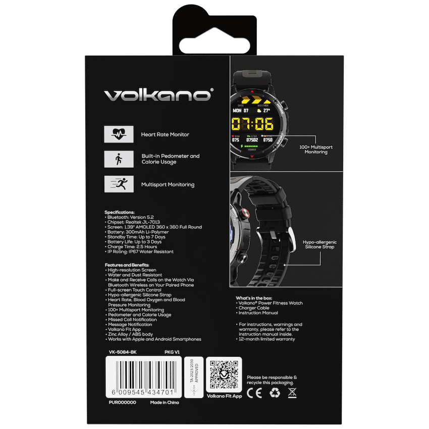 Volkano Power Series Smart Watch - Black