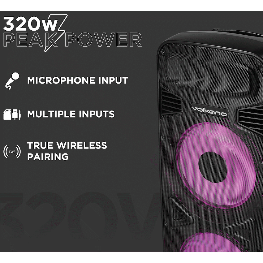 Volkano Olympian Series Dual 15" Party Speaker - Black