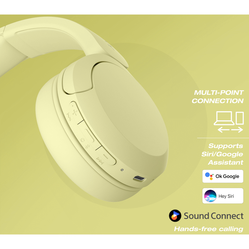 Sony WH-CH520 (Yellow) Bluetooth On-Ear Headphones