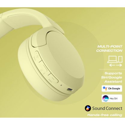 Sony WH-CH520 (Yellow) Bluetooth On-Ear Headphones