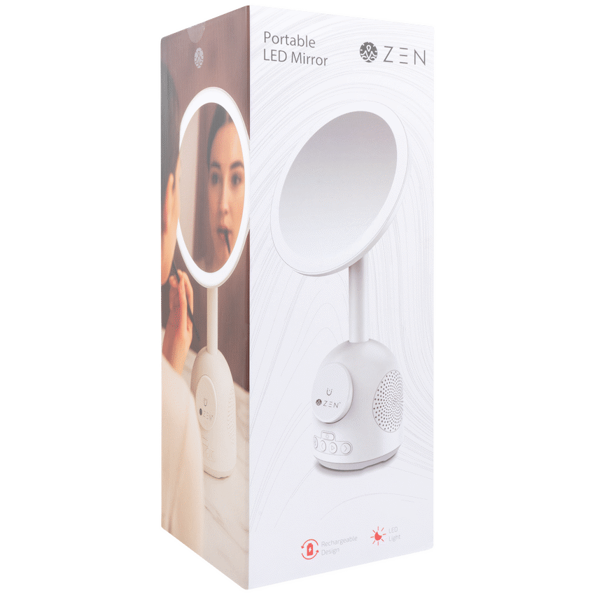 ZEN Unify Series Wireless Phone Charger with Bluetooth Speaker and Mirror - White