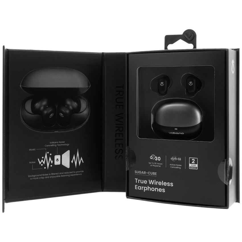Volkano Sugar-Cube Active Noise Cancelling True Wireless Earphones - Black