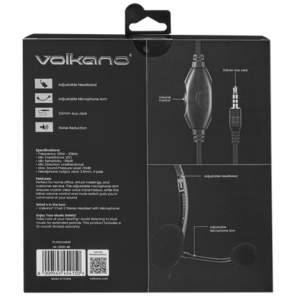 Volkano Chat 2 Stereo Headset with Boom Microphone