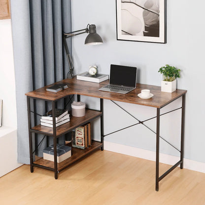Everfurn Anthony L-Shaped Corner Work Desk - Steel Frame