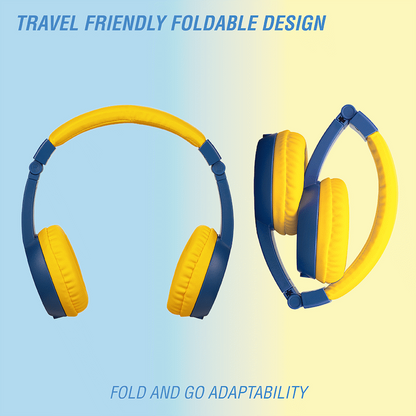 Volkano Sidekick Series Wired Kiddies Headphones with Share Port - Yellow/Blue