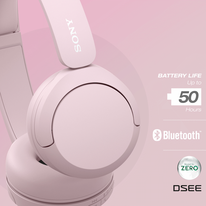 Sony WH-CH520 (Pink) Bluetooth On-Ear Headphones