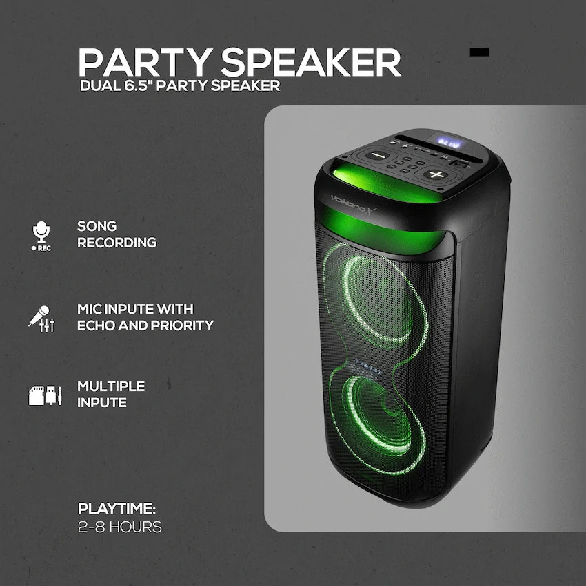 VolkanoX VXP200 Dual 6.5" Party Speaker  - Black