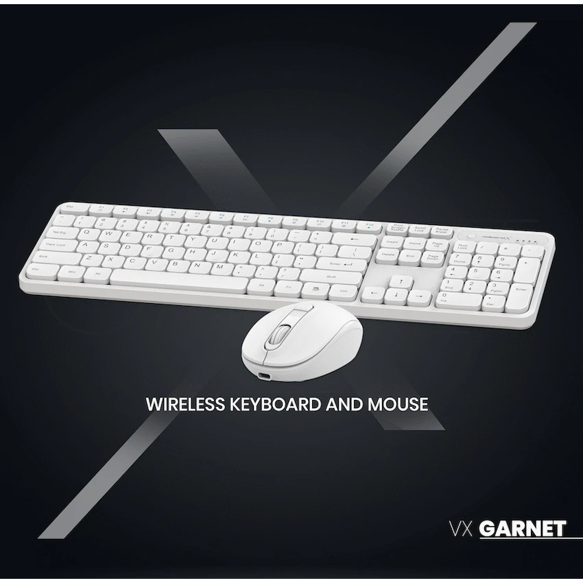 VolkanoX Garnet Bluetooth Wireless Keyboard and Mouse Combo - White