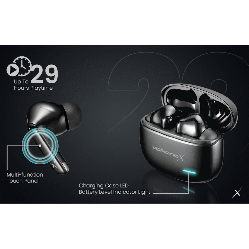 VolkanoX VXT200S Hybrid ANC TWS Earphones - Black