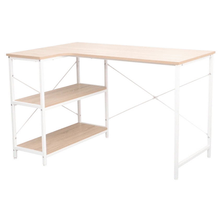 Everfurn Anthony Work Desk - Light Oak and White Frame