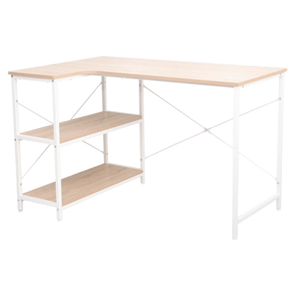 Everfurn Anthony Work Desk - Light Oak and White Frame