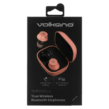 Volkano Taurus Series 2.0 True Wireless Earphones with Charging Case - Pink