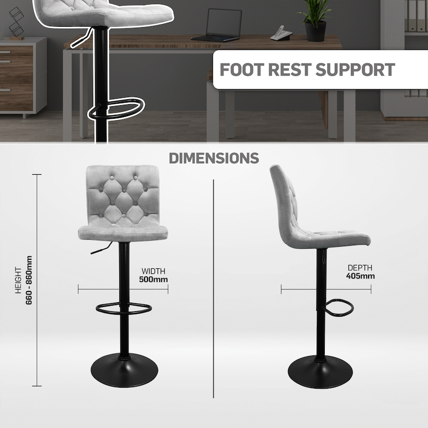 Bayer Large Barstool Grey with black base - Single