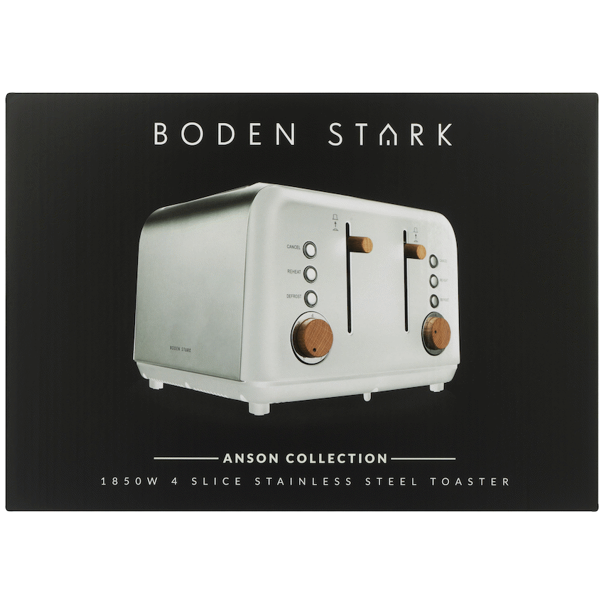Boden Stark Anson Collection 4 Slice SS Toaster White