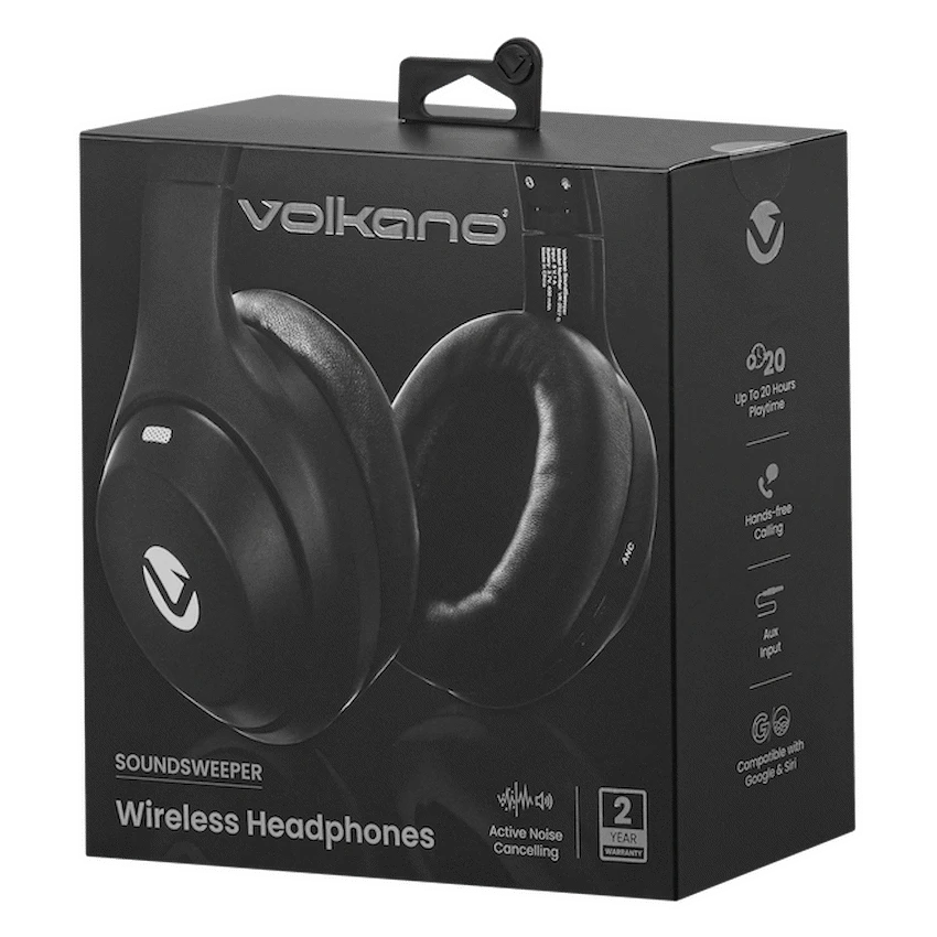 Volkano SoundSweeper Series Active Noise Cancelling bluetooth Headphones - Black