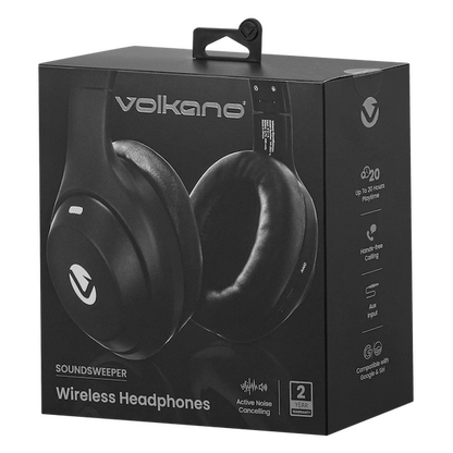 Volkano SoundSweeper Series Active Noise Cancelling bluetooth Headphones - Black