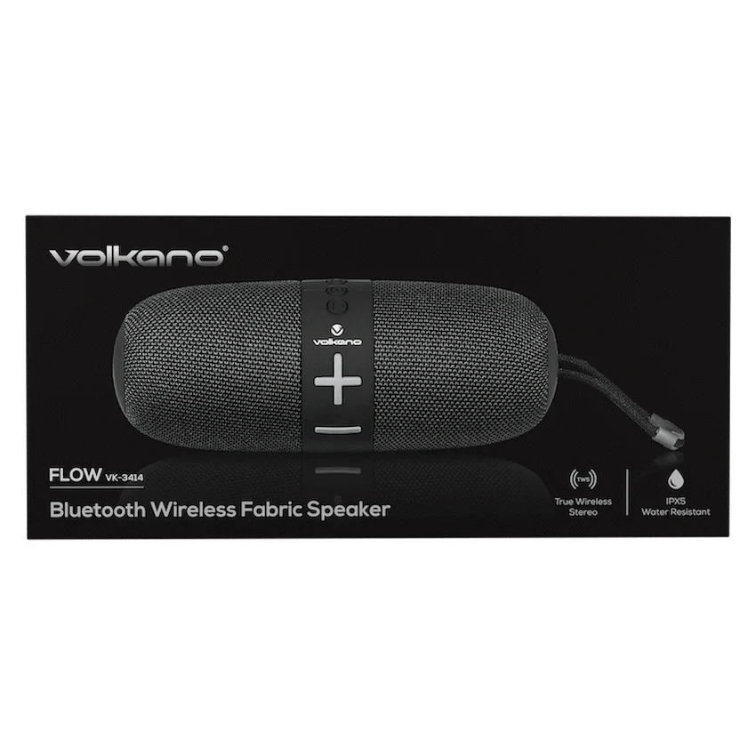 Volkano Flow Series Portable Bluetooth Speaker - Black with Grey Buttons