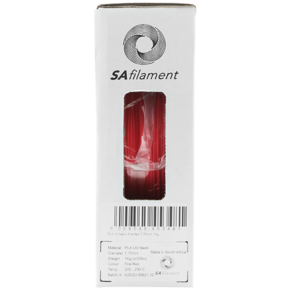 SA Filament PLA UV Neon Filament 1kg -  Fire Red