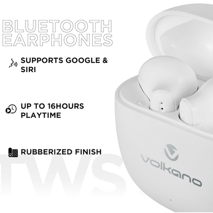 Volkano Sleek Series TWS Earphones - White