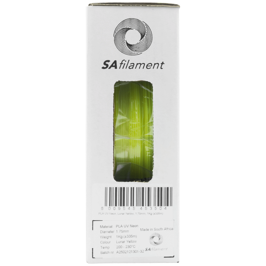 SA Filament PLA UV Neon Filament 1kg -  Lunar Yellow