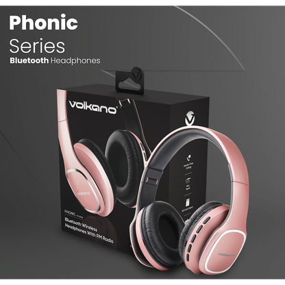 Volkano Phonic Series Bluetooth Full-Size Headphones - Rose Gold