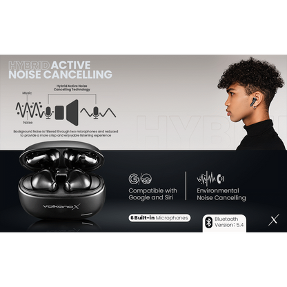 VolkanoX VXT200S Hybrid ANC TWS Earphones - Black