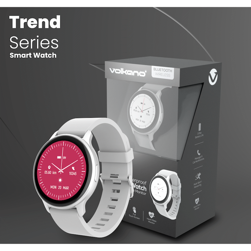 Volkano Active Tech Trend series Watch with heart rate monitor - Silver