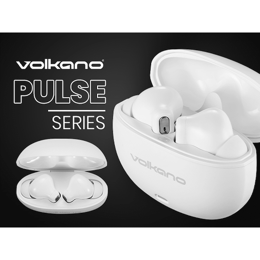 Volkano Pulse Series True Wireless Earphones with Charging Case - White