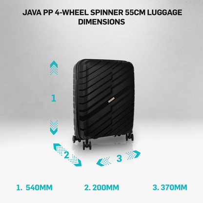 Travelwize Java PP 4-Wheel Spinner 55cm Luggage - Black