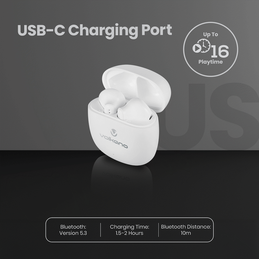 Volkano Sleek Series TWS Earphones - White