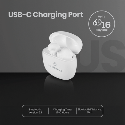 Volkano Sleek Series TWS Earphones - White
