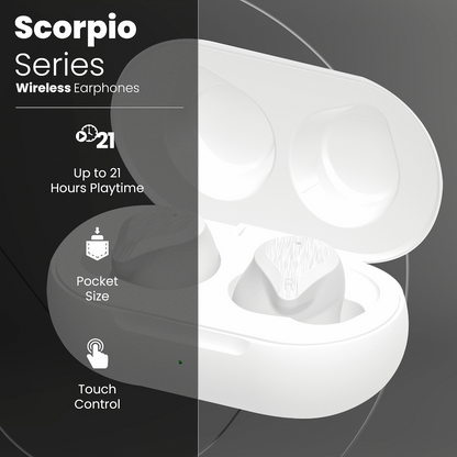 Volkano Scorpio Series True Wireless Earphones - White
