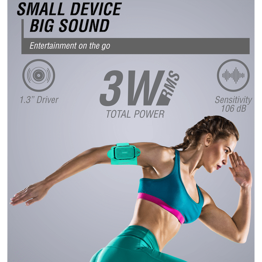 Volkano Pumped Series Wearable Speaker with Armband - Mint