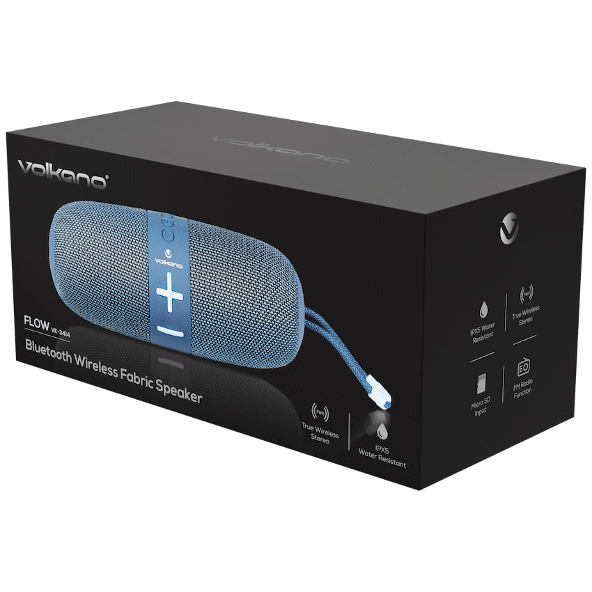 Volkano Flow Series Portable Bluetooth Speaker - Blue with Blue Buttons