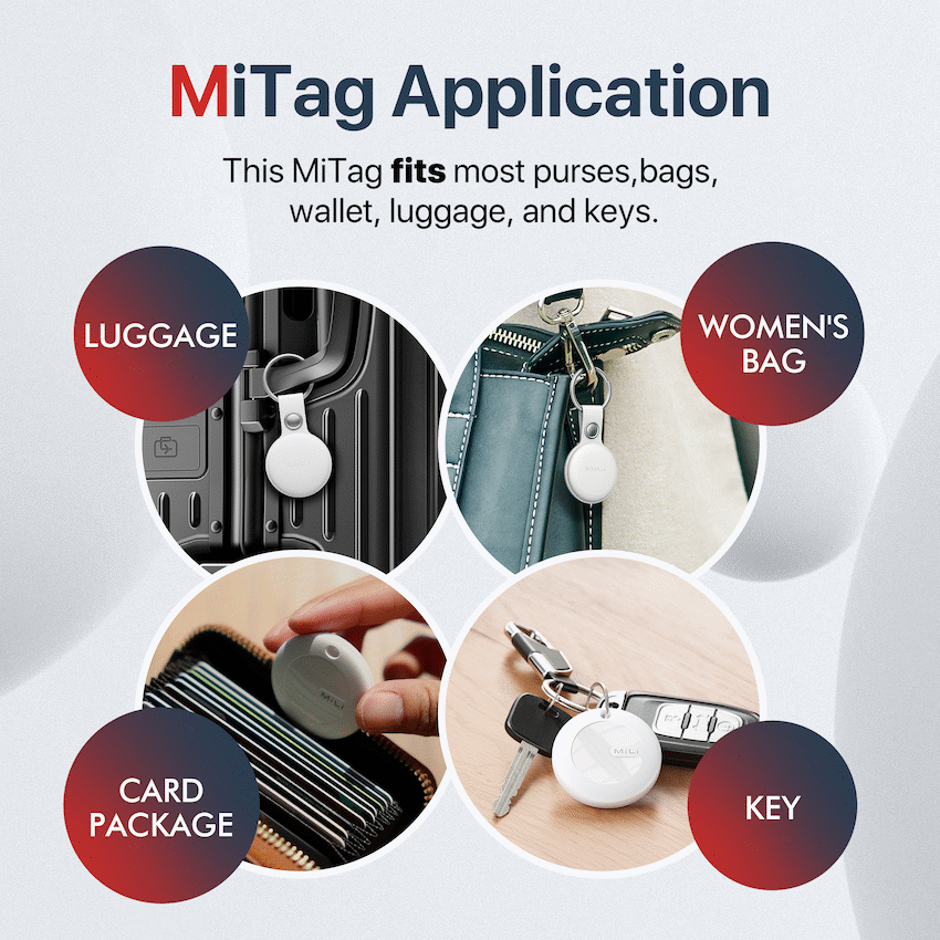 MiTag Apple-Compatible Tag with Leather Keychain Accessory - 1 Pack