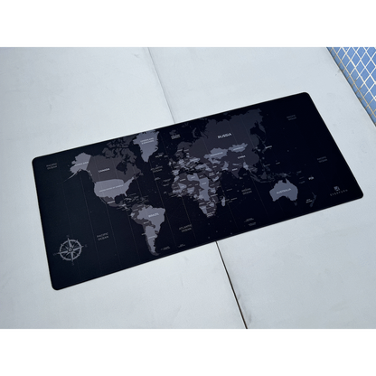 Everfurn Desk Mat - World Map - Large - Black - Non-Slip