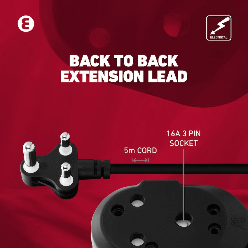 Ellies Back to Back Heavy Duty Extension Lead - 5m