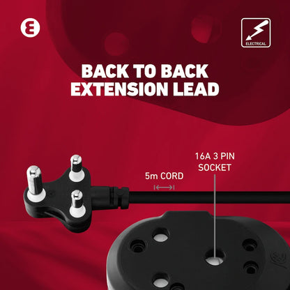 Ellies Back to Back Heavy Duty Extension Lead - 5m