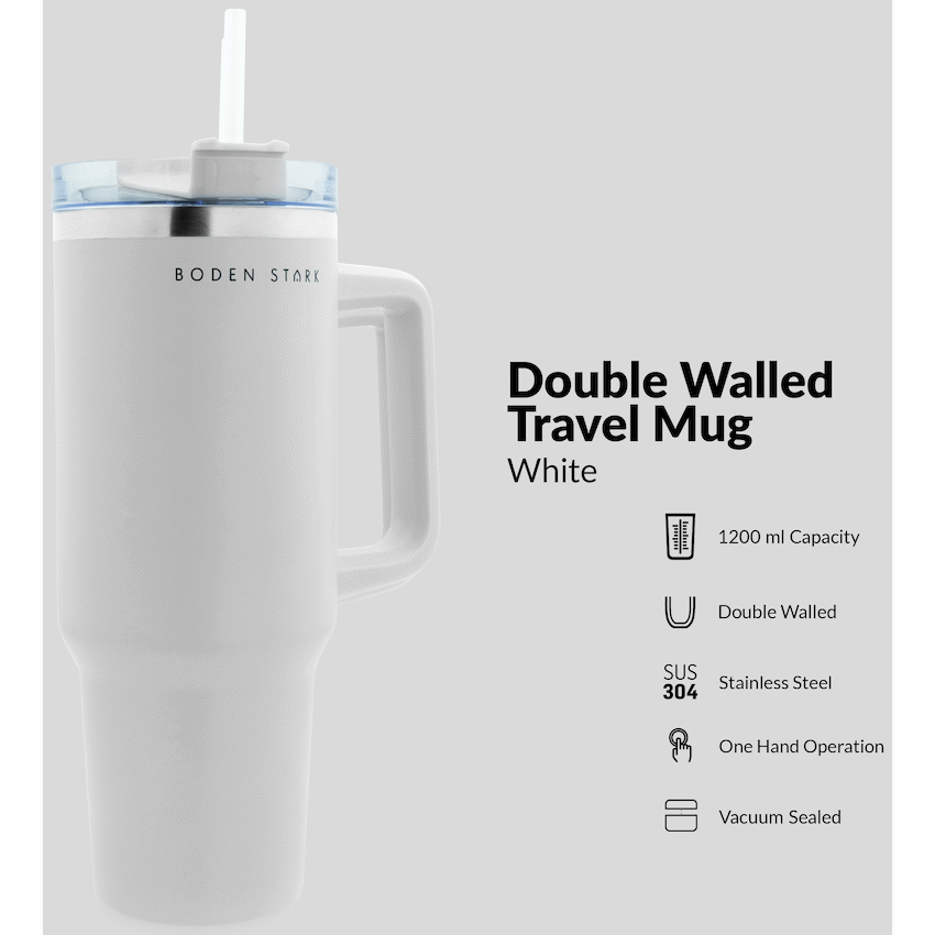 Boden Stark 1200ml Travel Mug - White