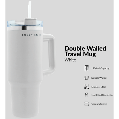 Boden Stark 1200ml Travel Mug - White