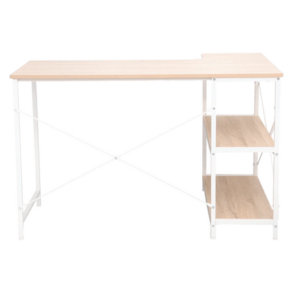 Everfurn Anthony Work Desk - Light Oak and White Frame