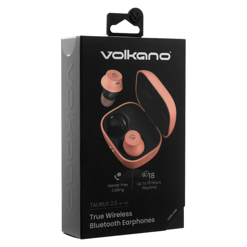 Volkano Taurus Series 2.0 True Wireless Earphones with Charging Case - Pink