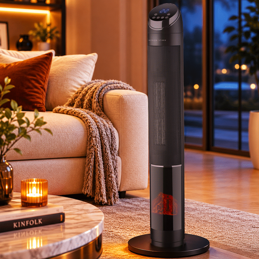 Boden Stark Digital Fireplace Tower Heater