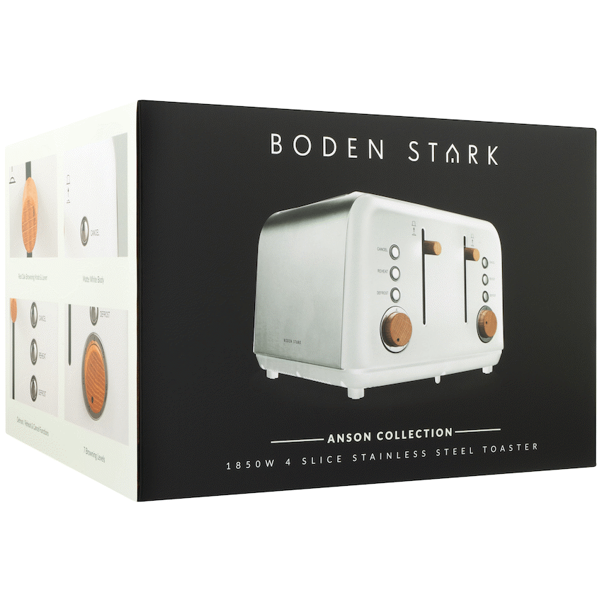 Boden Stark Anson Collection 4 Slice SS Toaster White