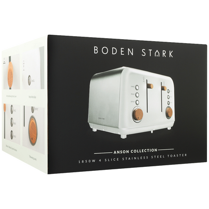 Boden Stark Anson Collection 4 Slice SS Toaster White