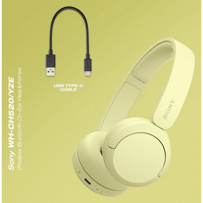 Sony WH-CH520 (Yellow) Bluetooth On-Ear Headphones