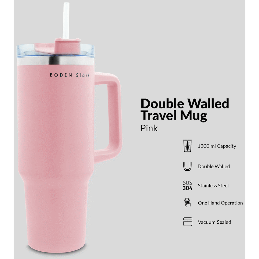 Boden Stark 1200ml Travel Mug - Pink