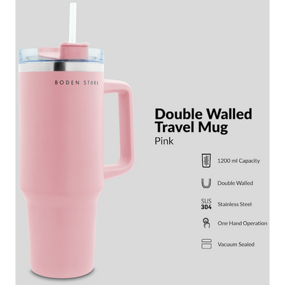 Boden Stark 1200ml Travel Mug - Pink