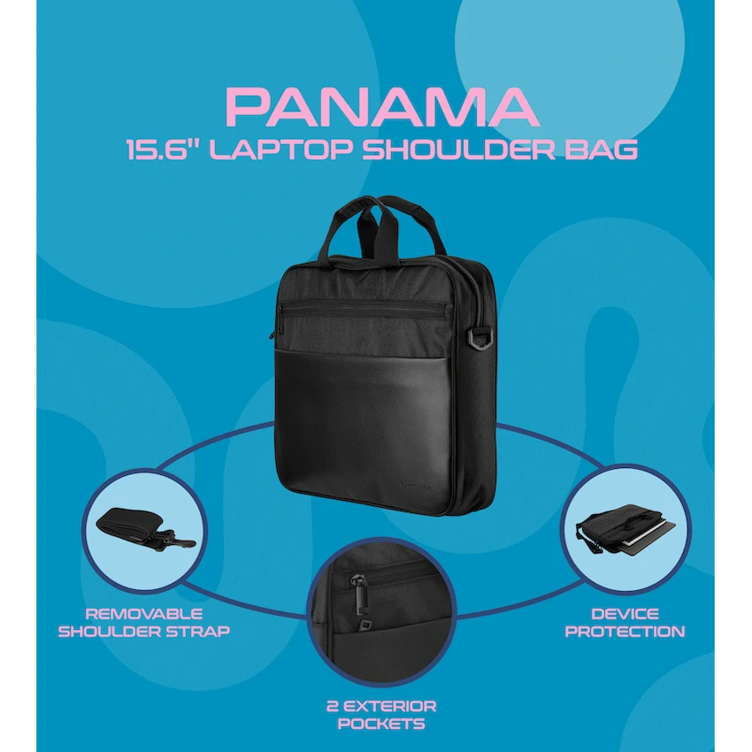 Amplify Panama 15.6" Laptop Shoulder Bag - Black